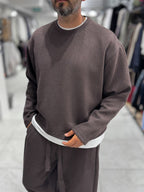 Brown Knitted Basic Knit Sweatshirt HM-