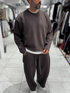 Brown Knitted Basic Knit Sweatshirt HM-