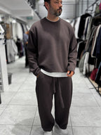 Brown Knitted Basic Knit Sweatshirt HM-