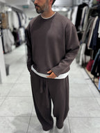 Brown Knitted Basic Knit Sweatshirt HM-