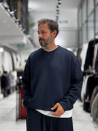 Navy Knitted Basic Knit Sweatshirt HM-