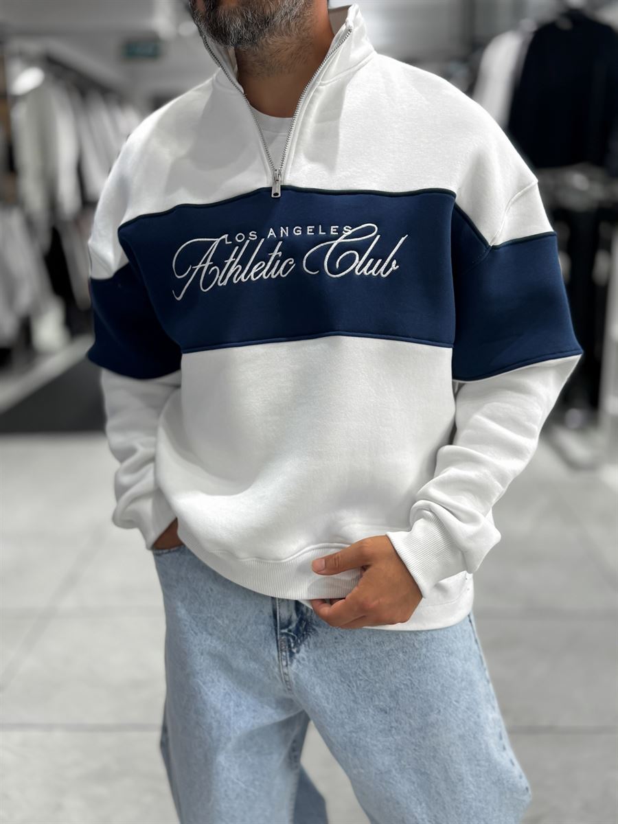 White Half-Zip Athletic Sweatshirt PM-106