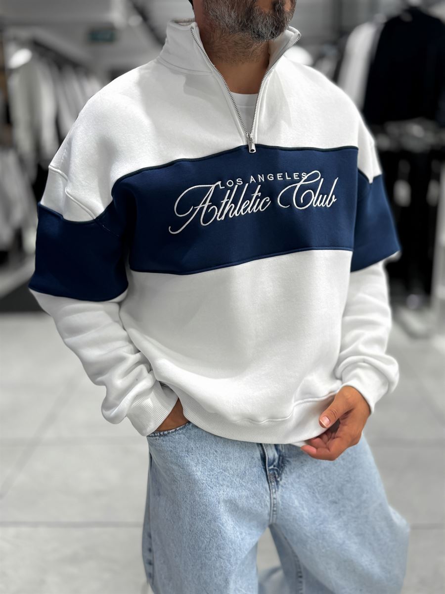 White Half-Zip Athletic Sweatshirt PM-106