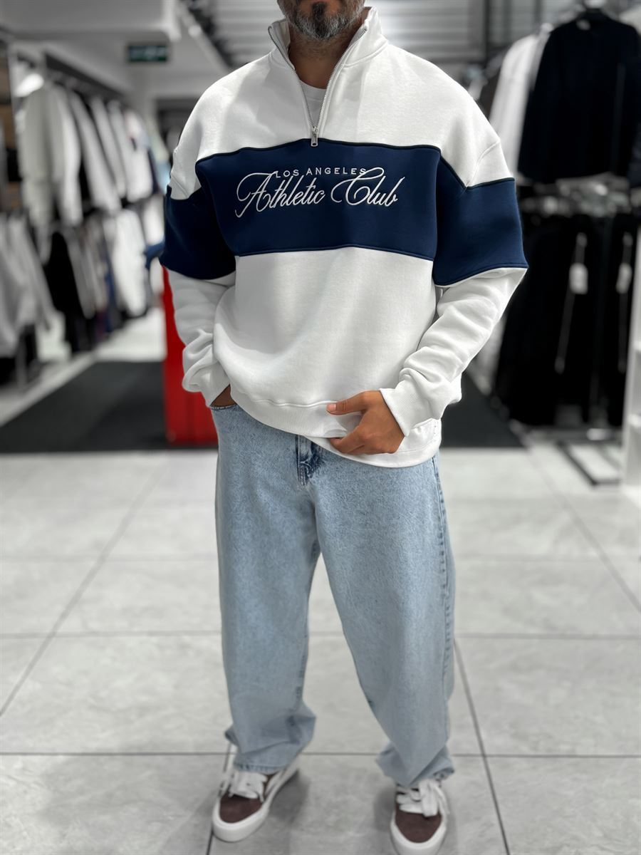 White Half-Zip Athletic Sweatshirt PM-106
