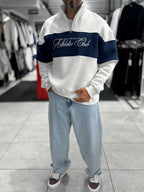 White Half-Zip Athletic Sweatshirt PM-106