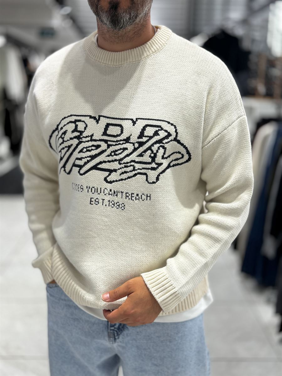 Beige Nowhere Oversized Knit Sweater PM-016