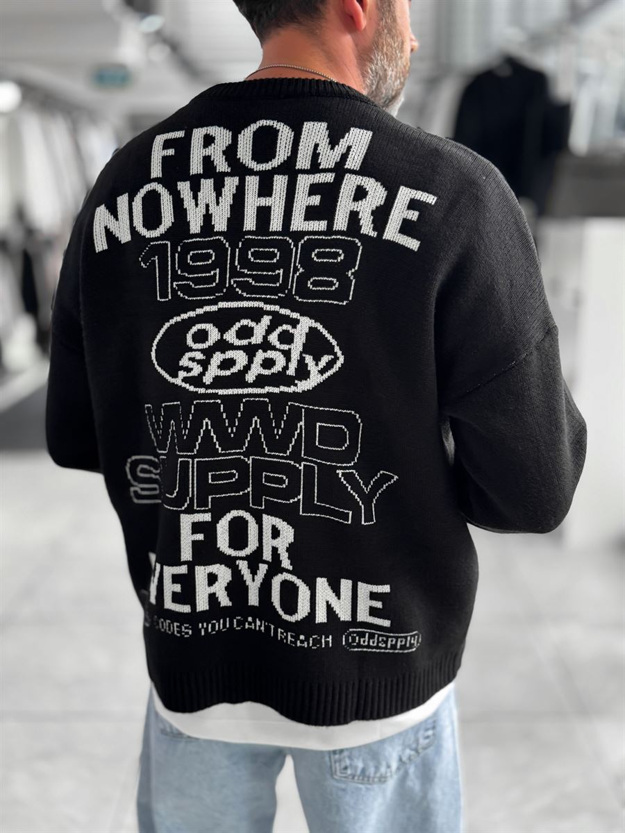 Black Nowhere Oversized Knit Sweater PM-016