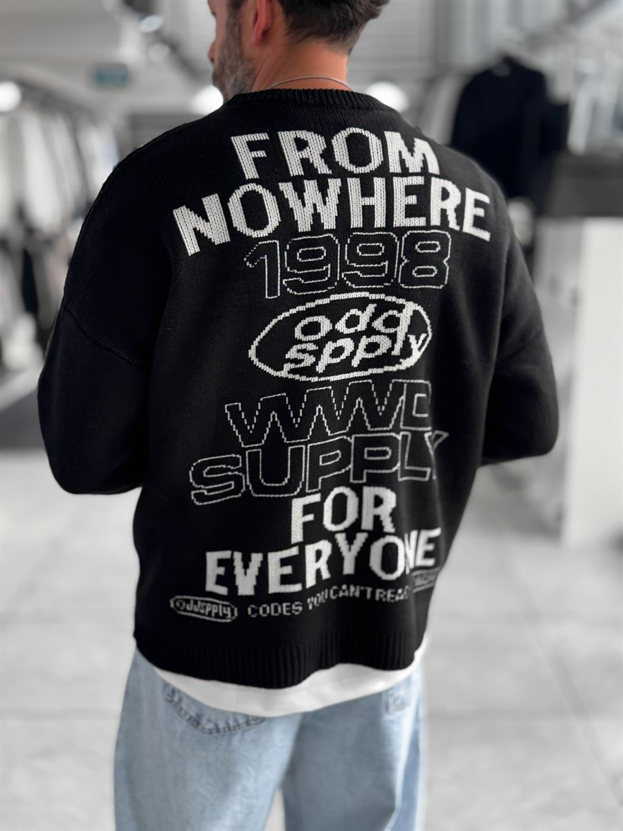 Black Nowhere Oversized Knit Sweater PM-016