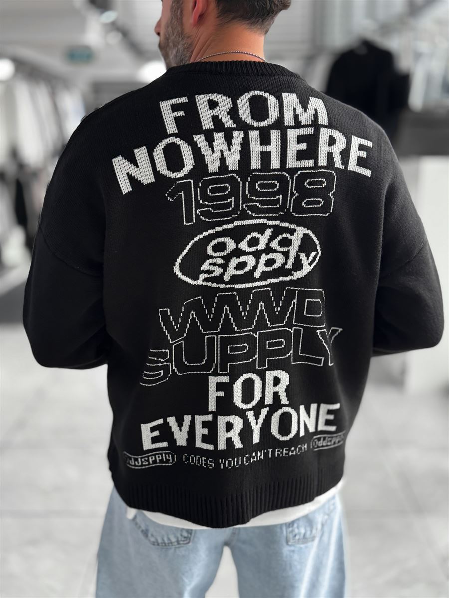 Black Nowhere Oversized Knit Sweater PM-016