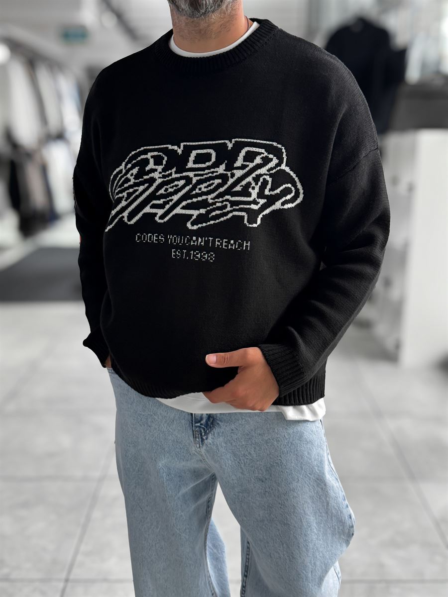 Black Nowhere Oversized Knit Sweater PM-016