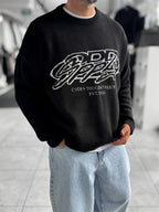 Black Nowhere Oversized Knit Sweater PM-016