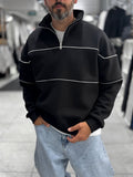 Black Half-Zip Piped Sweatshirt PM-118
