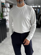 White Modal Basic Lightweight Sweatshirt PM-201