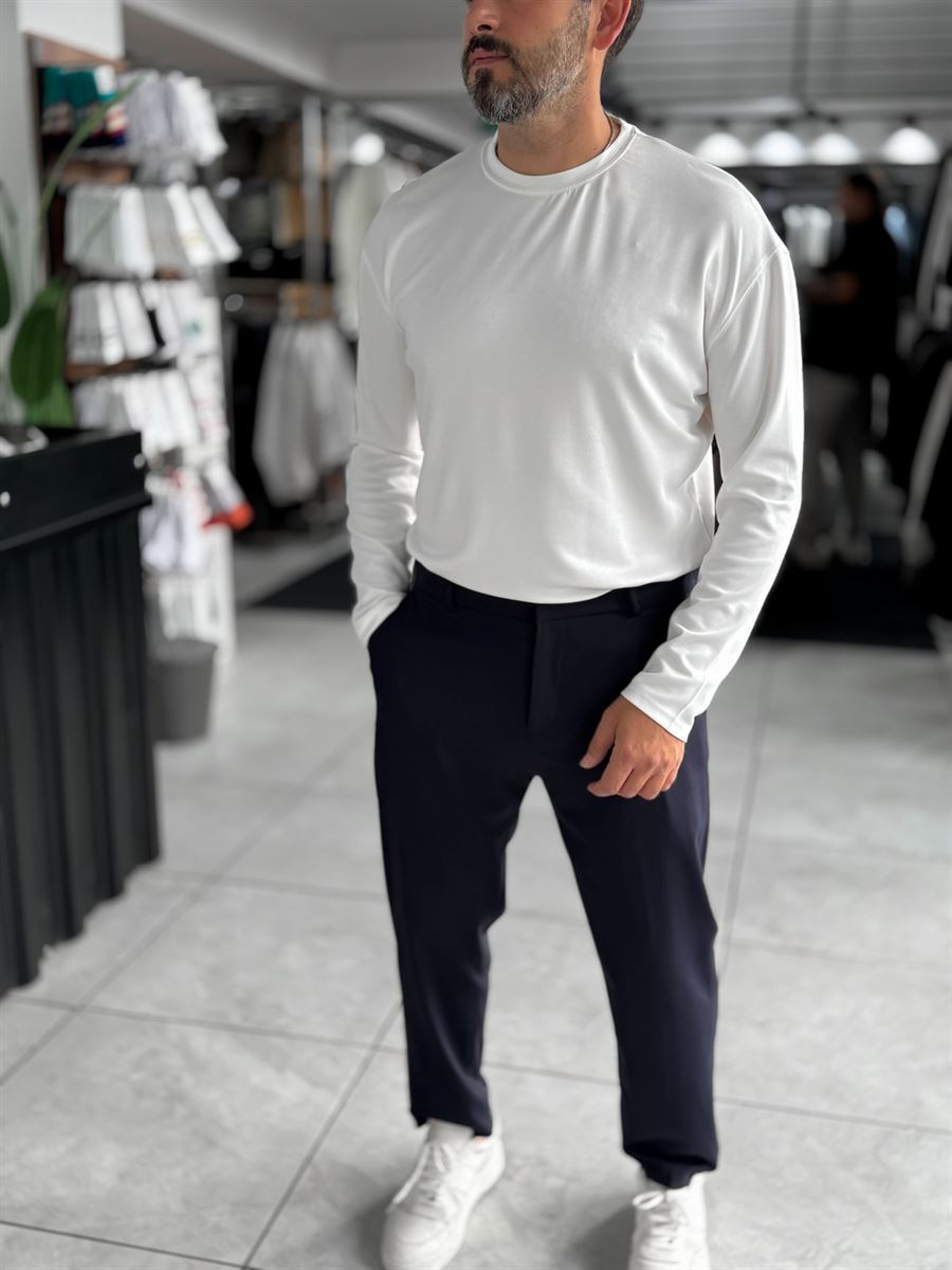 White Modal Basic Lightweight Sweatshirt PM-201