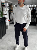 White Modal Basic Lightweight Sweatshirt PM-201