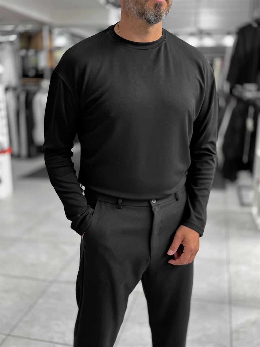 Black Modal Basic Lightweight Sweatshirt PM-201
