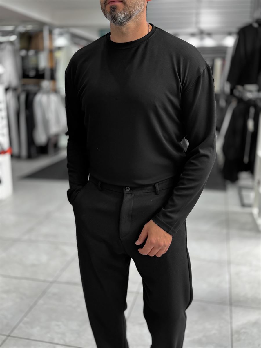 Black Modal Basic Lightweight Sweatshirt PM-201