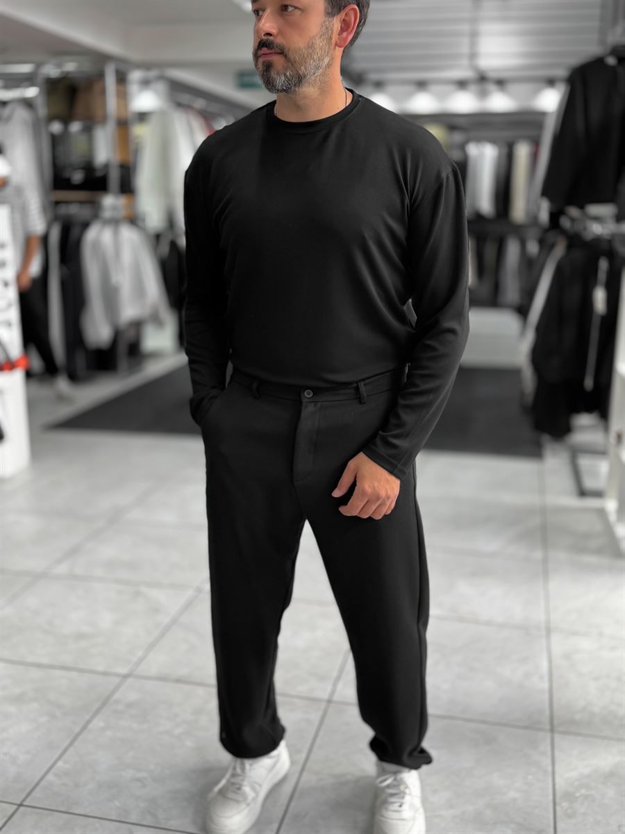 Black Modal Basic Lightweight Sweatshirt PM-201