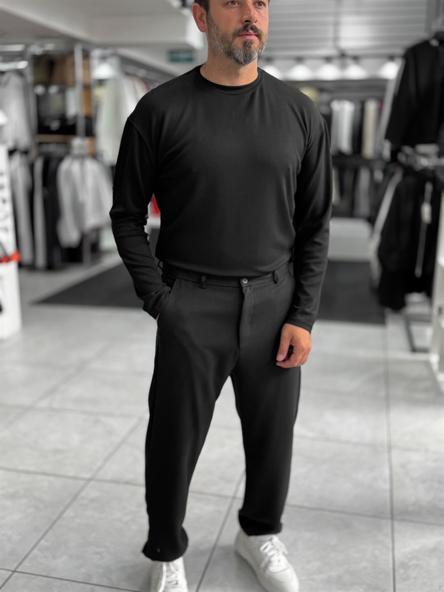 Black Modal Basic Lightweight Sweatshirt PM-201