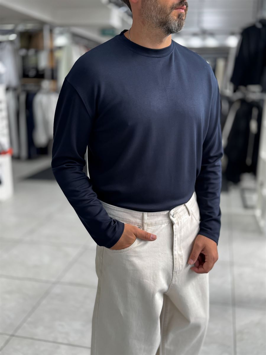 Navy Modal Basic Lightweight Sweatshirt PM-201