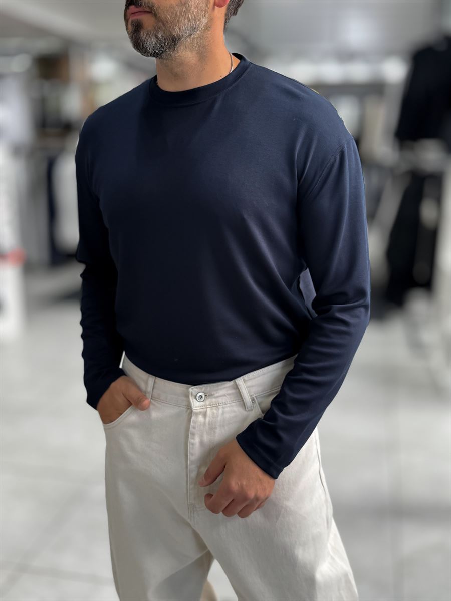 Navy Modal Basic Lightweight Sweatshirt PM-201