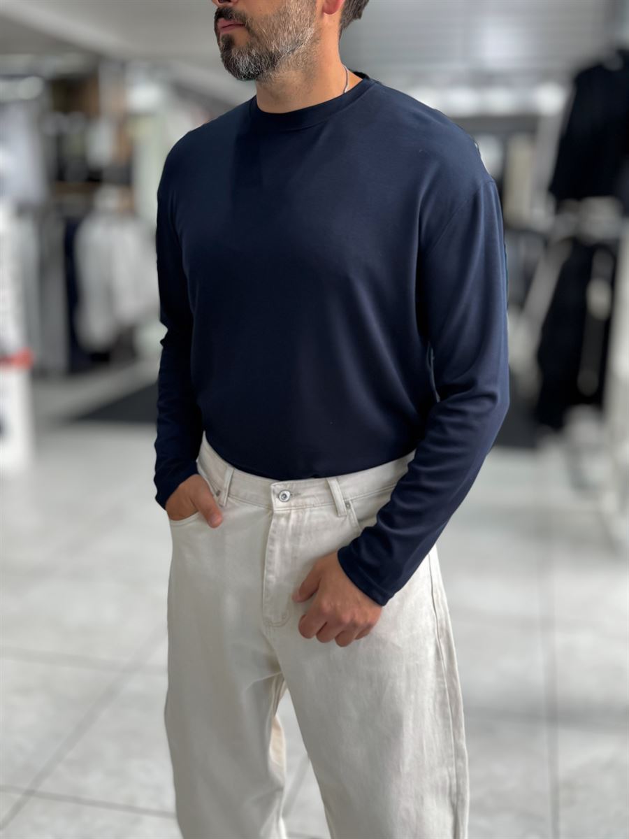 Navy Modal Basic Lightweight Sweatshirt PM-201