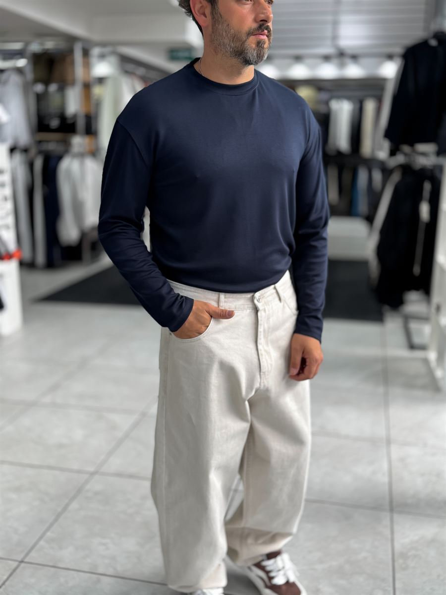 Navy Modal Basic Lightweight Sweatshirt PM-201
