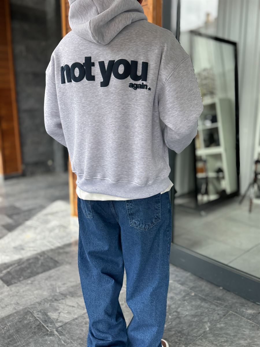 Gray Not You Printed Hooded Sweatshirt PM-111