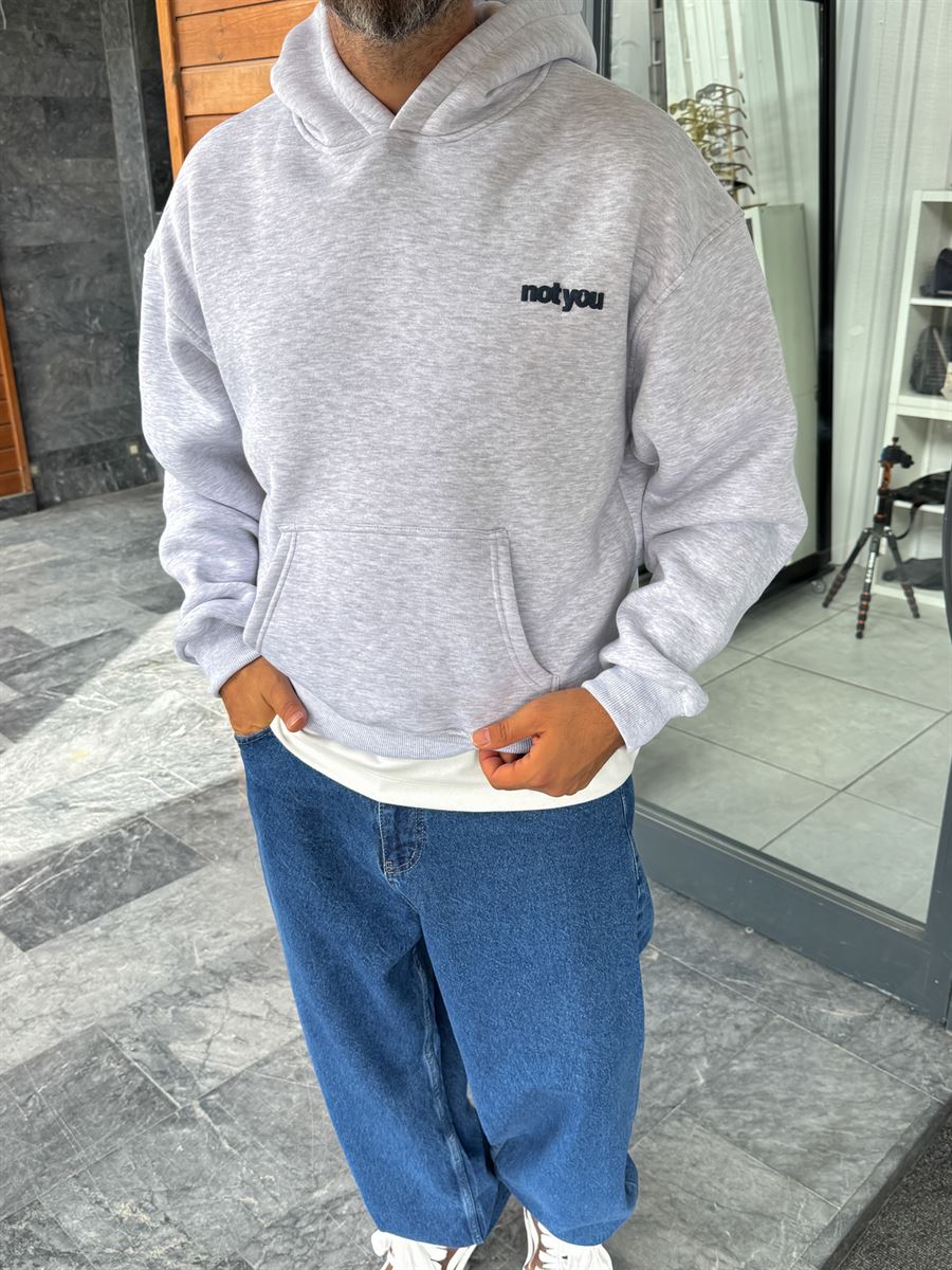 Gray Not You Printed Hooded Sweatshirt PM-111