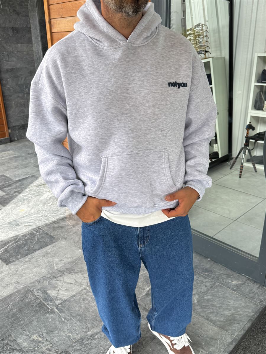 Gray Not You Printed Hooded Sweatshirt PM-111