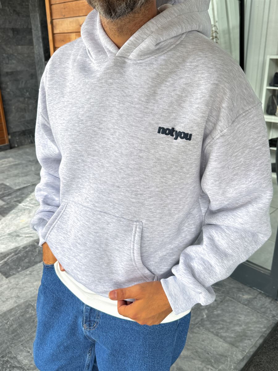 Gray Not You Printed Hooded Sweatshirt PM-111