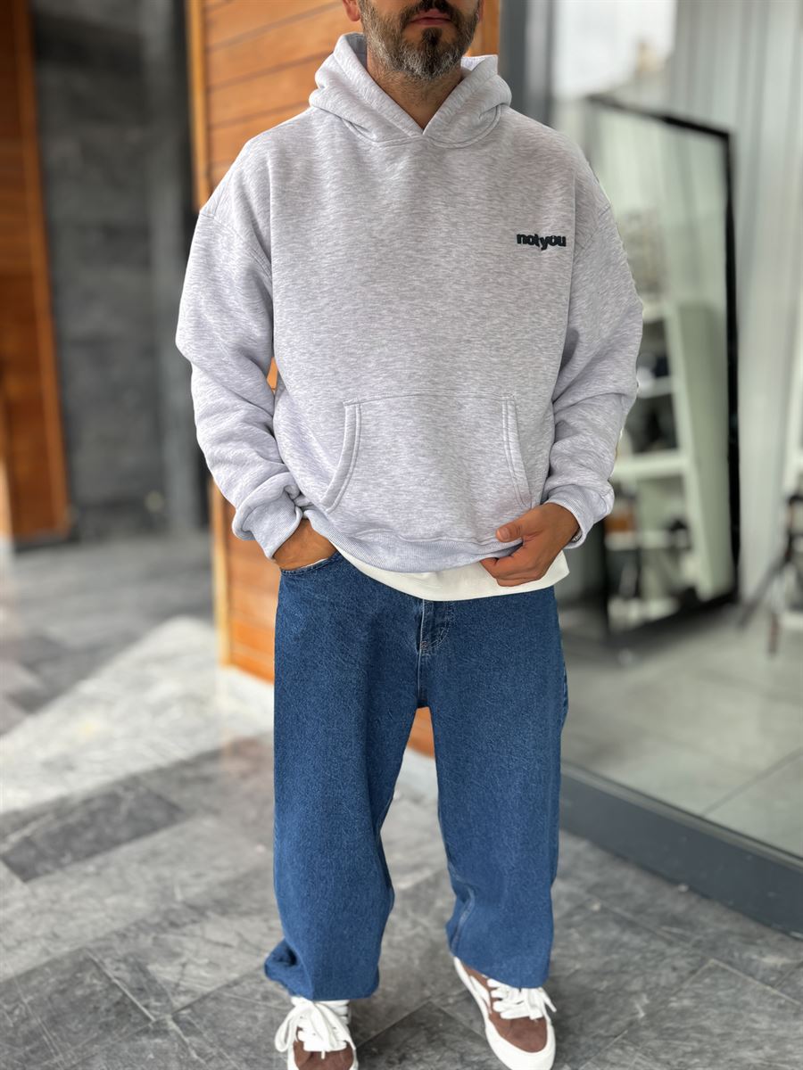 Gray Not You Printed Hooded Sweatshirt PM-111