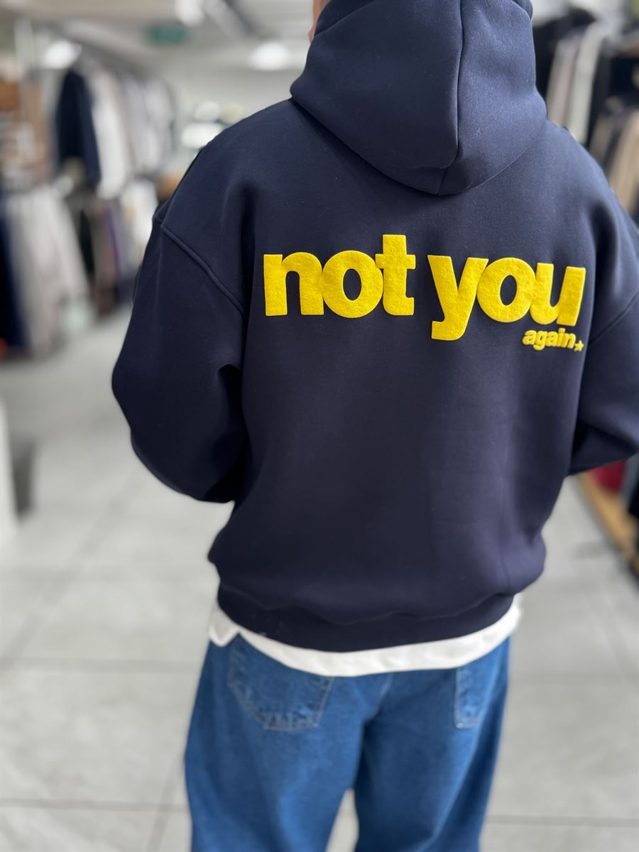 Navy Not You Printed Hooded Sweatshirt PM-111