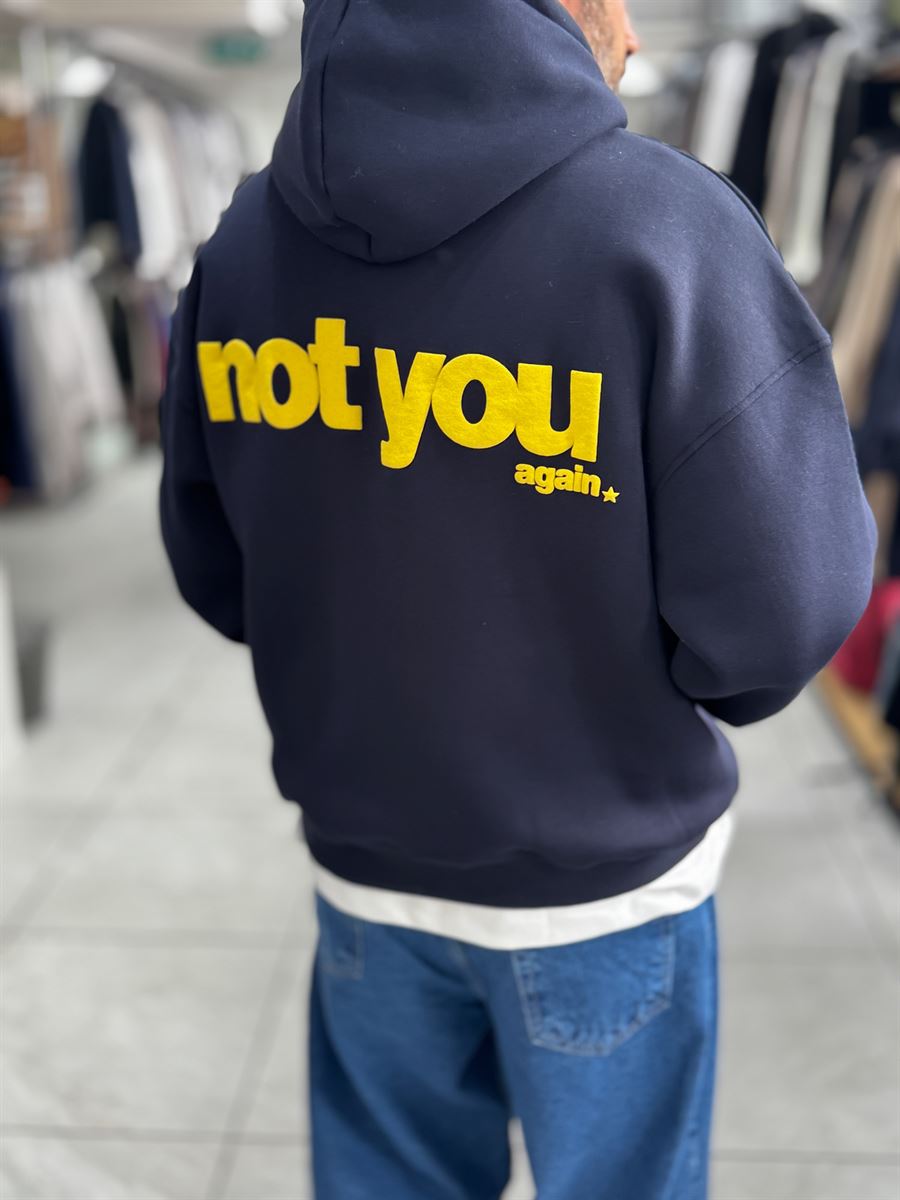 Navy Not You Printed Hooded Sweatshirt PM-111