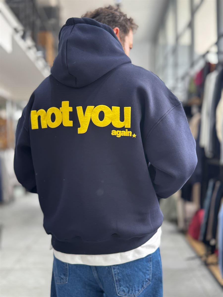 Navy Not You Printed Hooded Sweatshirt PM-111