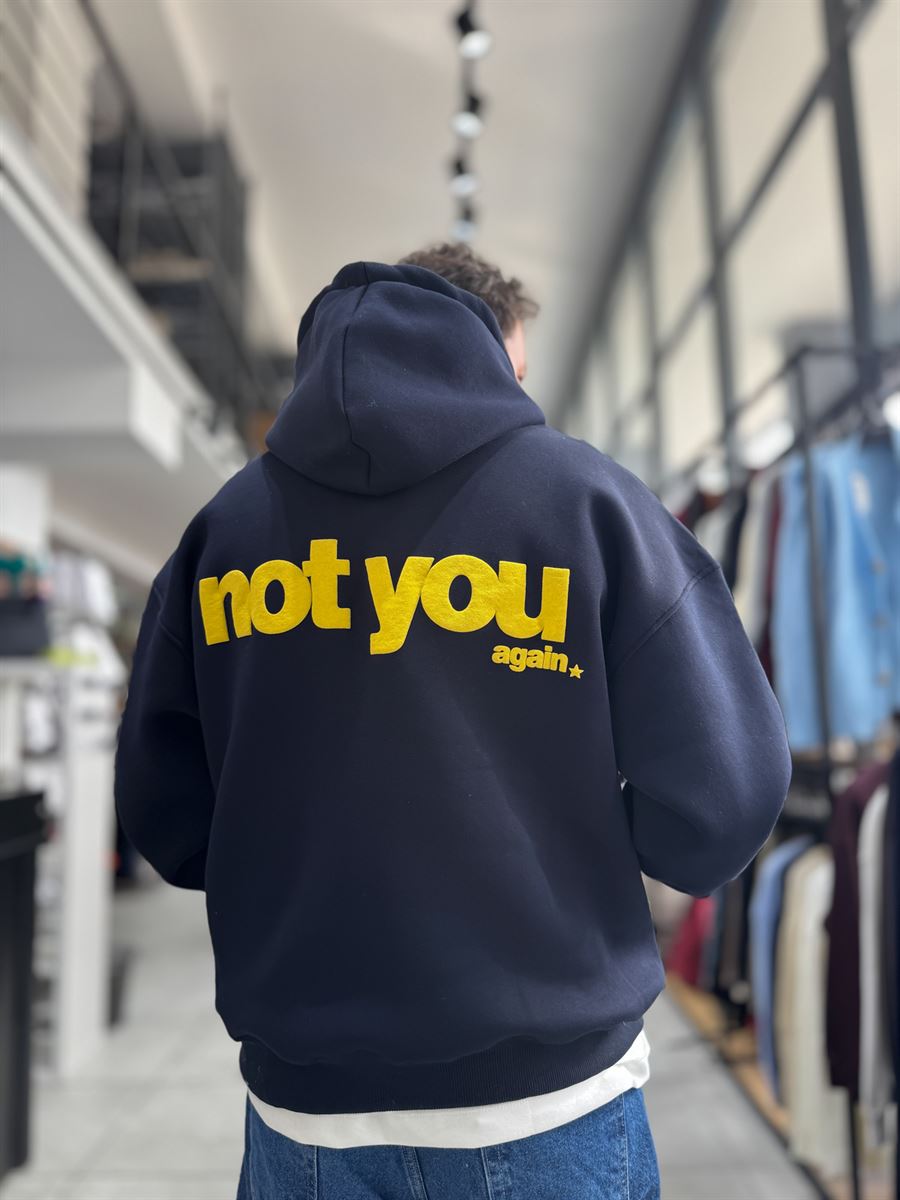 Navy Not You Printed Hooded Sweatshirt PM-111