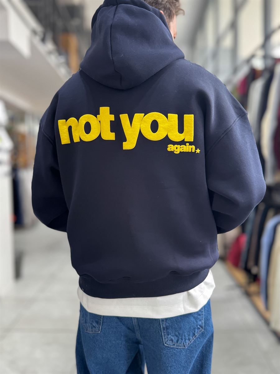 Navy Not You Printed Hooded Sweatshirt PM-111