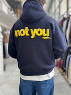 Navy Not You Printed Hooded Sweatshirt PM-111