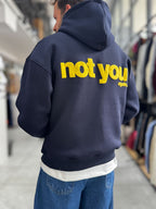 Navy Not You Printed Hooded Sweatshirt PM-111