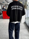 Black Surface Printed Oversized Knit Sweatshirt PM-019