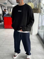 Black Surface Printed Oversized Knit Sweatshirt PM-019
