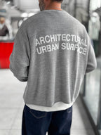 Gray Surface Printed Oversized Knit Sweatshirt PM-019