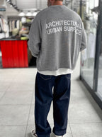 Gray Surface Printed Oversized Knit Sweatshirt PM-019