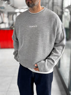 Gray Surface Printed Oversized Knit Sweatshirt PM-019