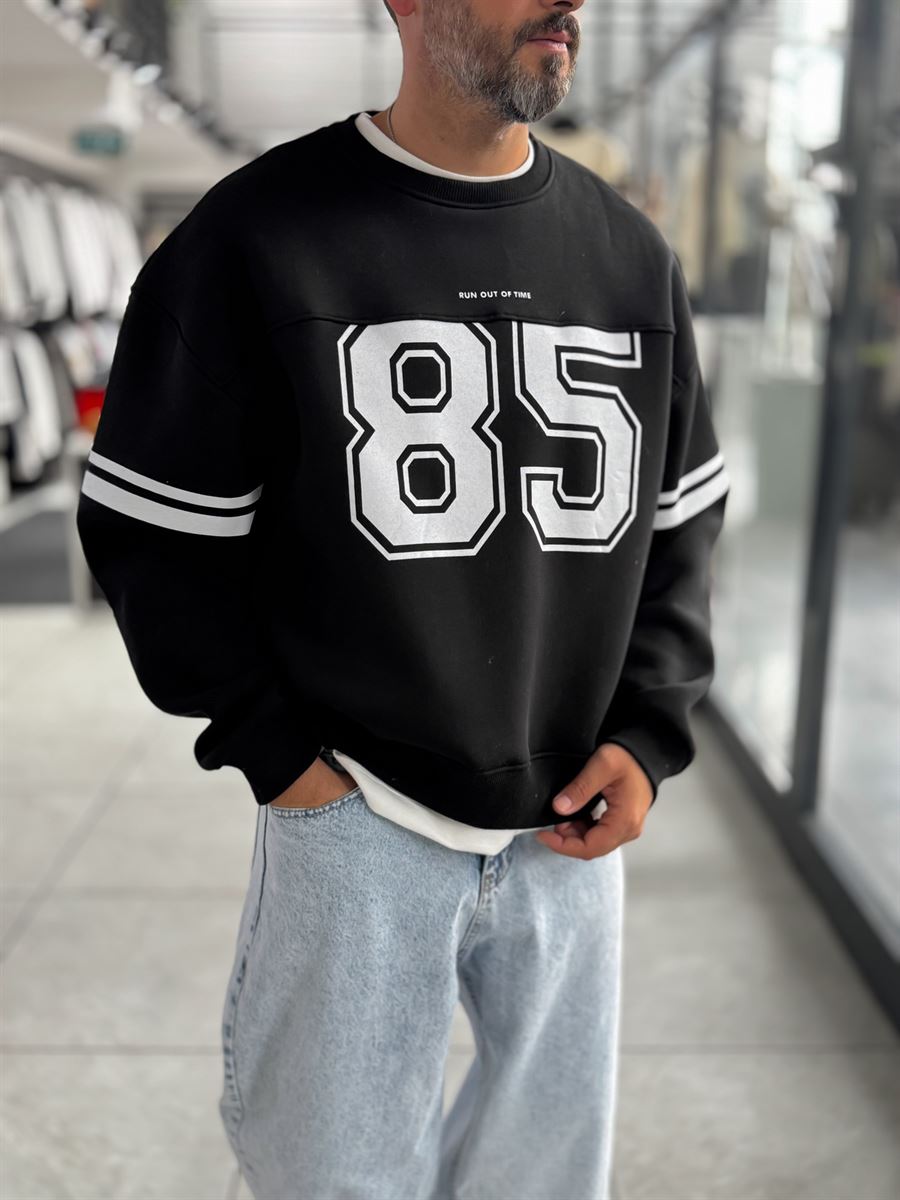 Black 85 Printed Oversized Sweatshirt PM-108