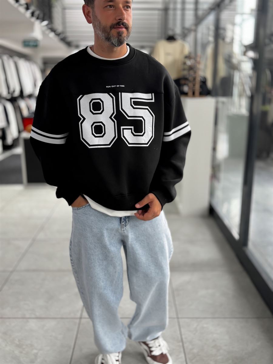 Black 85 Printed Oversized Sweatshirt PM-108