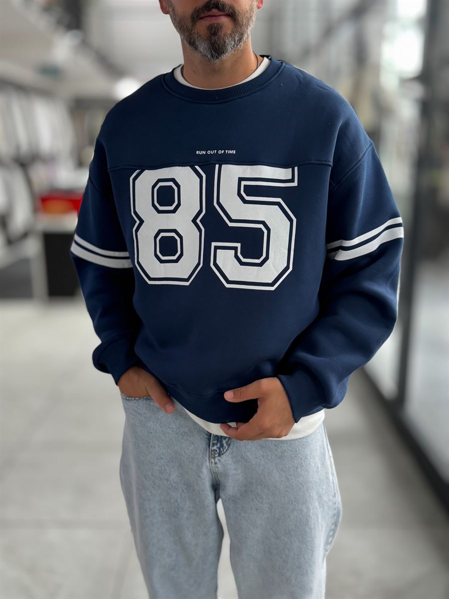 Navy 85 Printed Oversized Sweatshirt PM-108