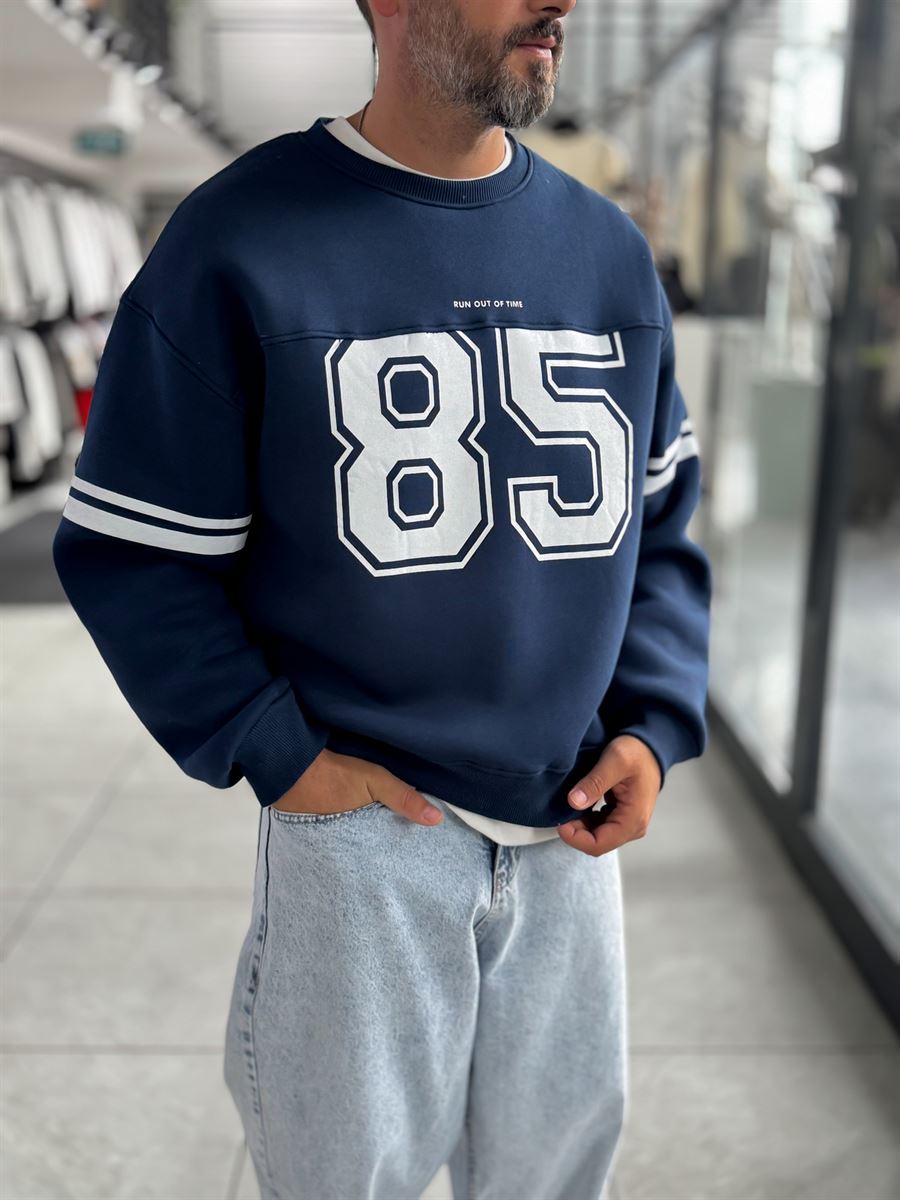 Navy 85 Printed Oversized Sweatshirt PM-108