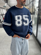 Navy 85 Printed Oversized Sweatshirt PM-108