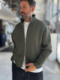 Khaki Collared Zip-Up Oversized Sweatshirt PM-109